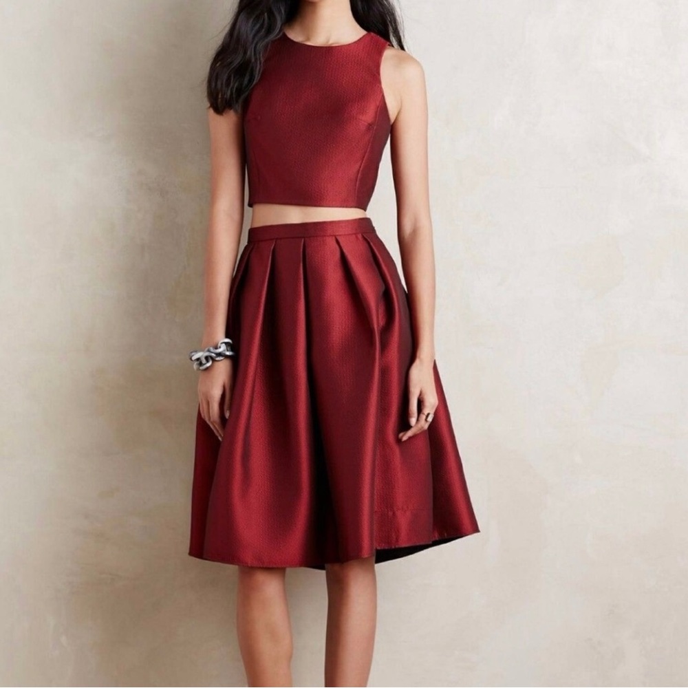 Red Anthro Minka Holiday Skirt